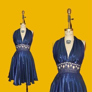 1980s-1990s Shimmer CHICAS CALIFORNIA CUT Out Waist Open Back Dress. S-M. As Is